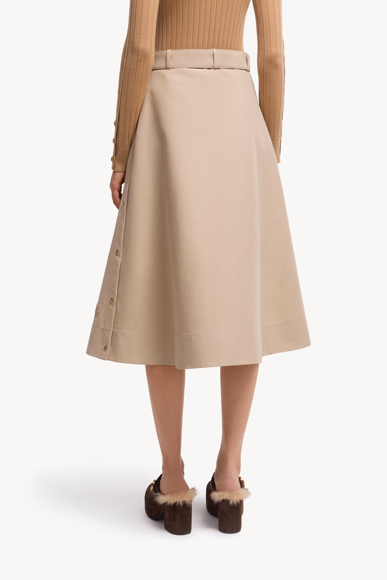 Cotton Midi Skirt Women Beige Moncler 5